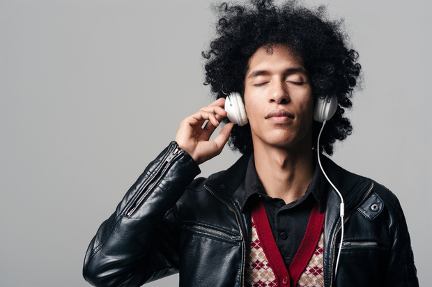 Man listening to music. Man listening to music.