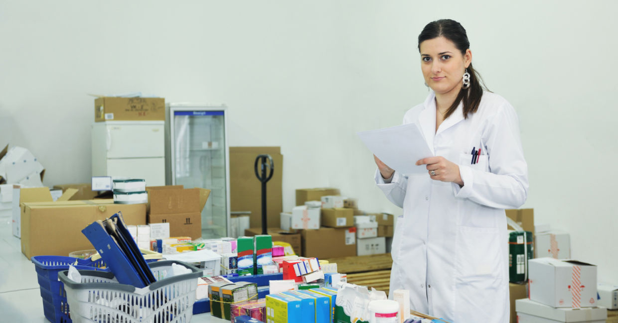 medical factory supplies storage indoor with workers people medical factory supplies storage indoor with workers people