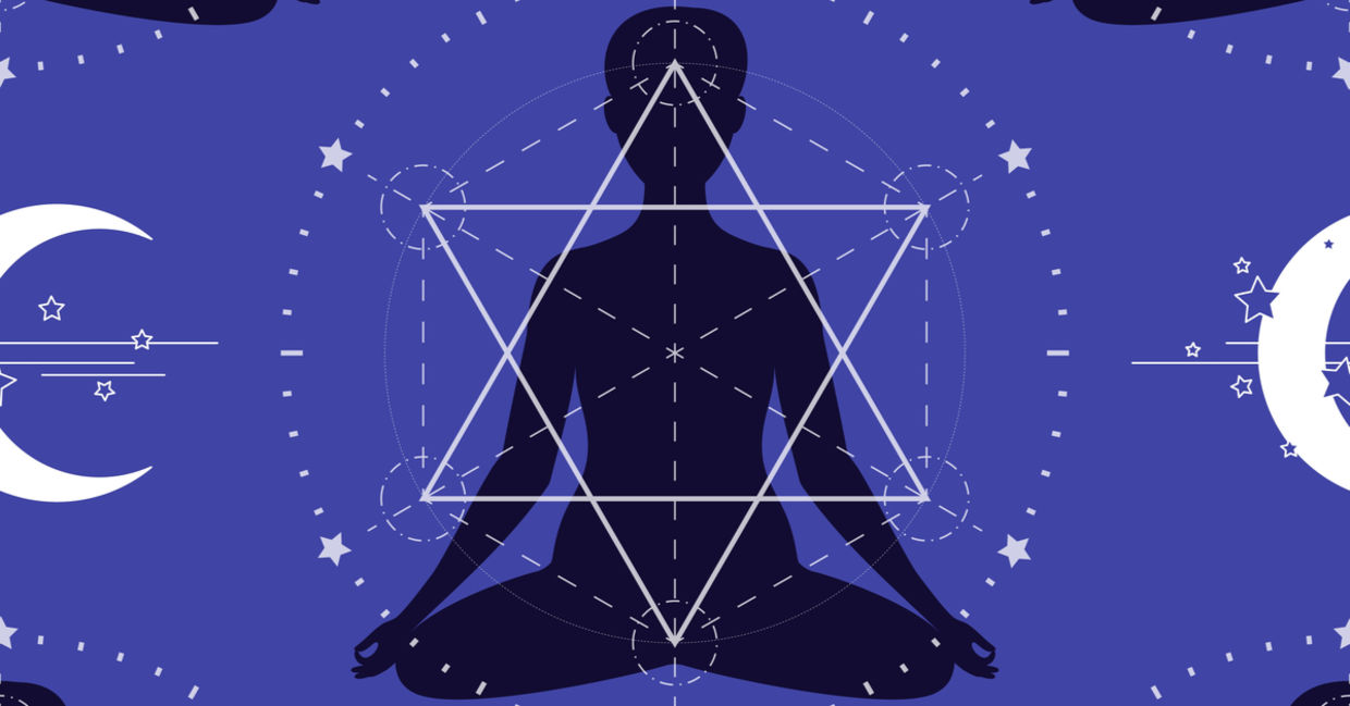 A lotus pose, showing the points of an interlocking triangle, a powerful shape in sacred geometry. A lotus pose, showing the points of an interlocking triangle, a powerful shape in sacred geometry.