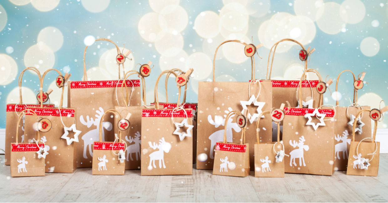 A selection of DIY gift bags made from kraft paper. A selection of DIY gift bags made from kraft paper.