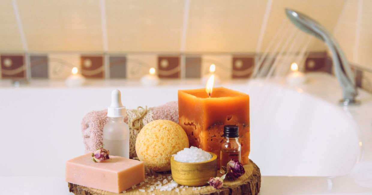 Preparing for a healing warm bath at home. Preparing for a healing warm bath at home.