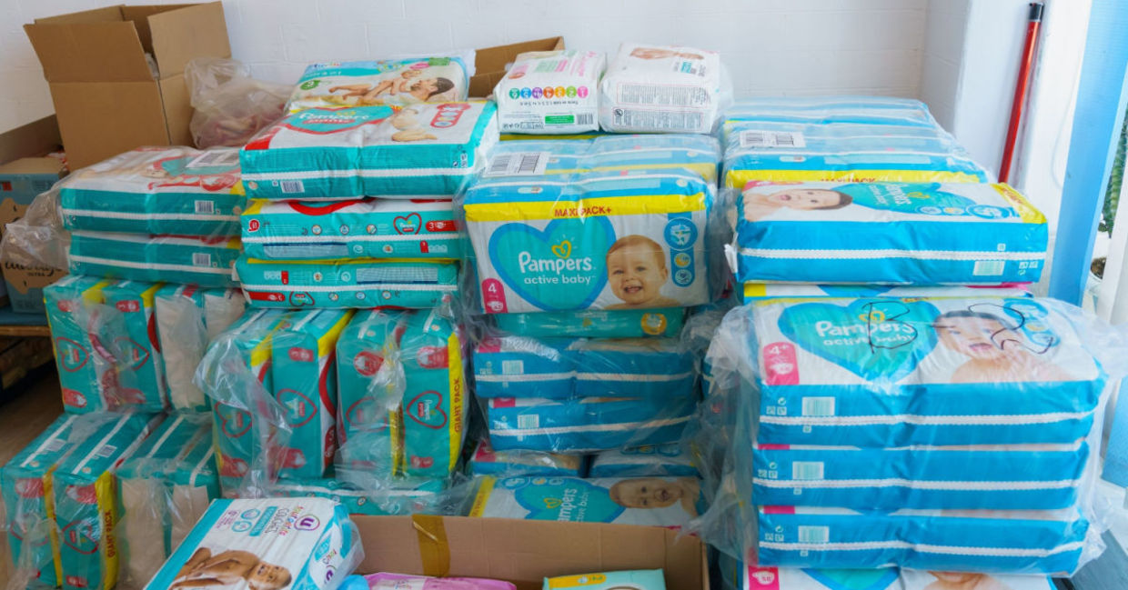 Donated diapers. Donated diapers.