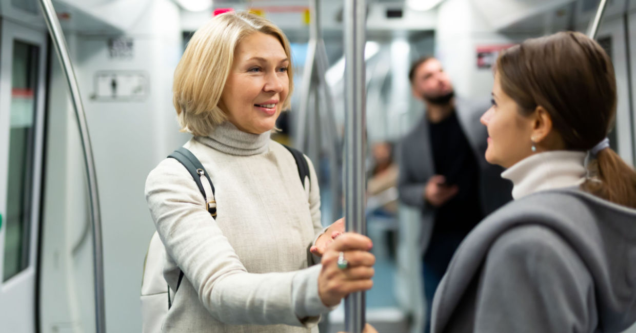 Speak to the person next to you on the subway. Speak to the person next to you on the subway.