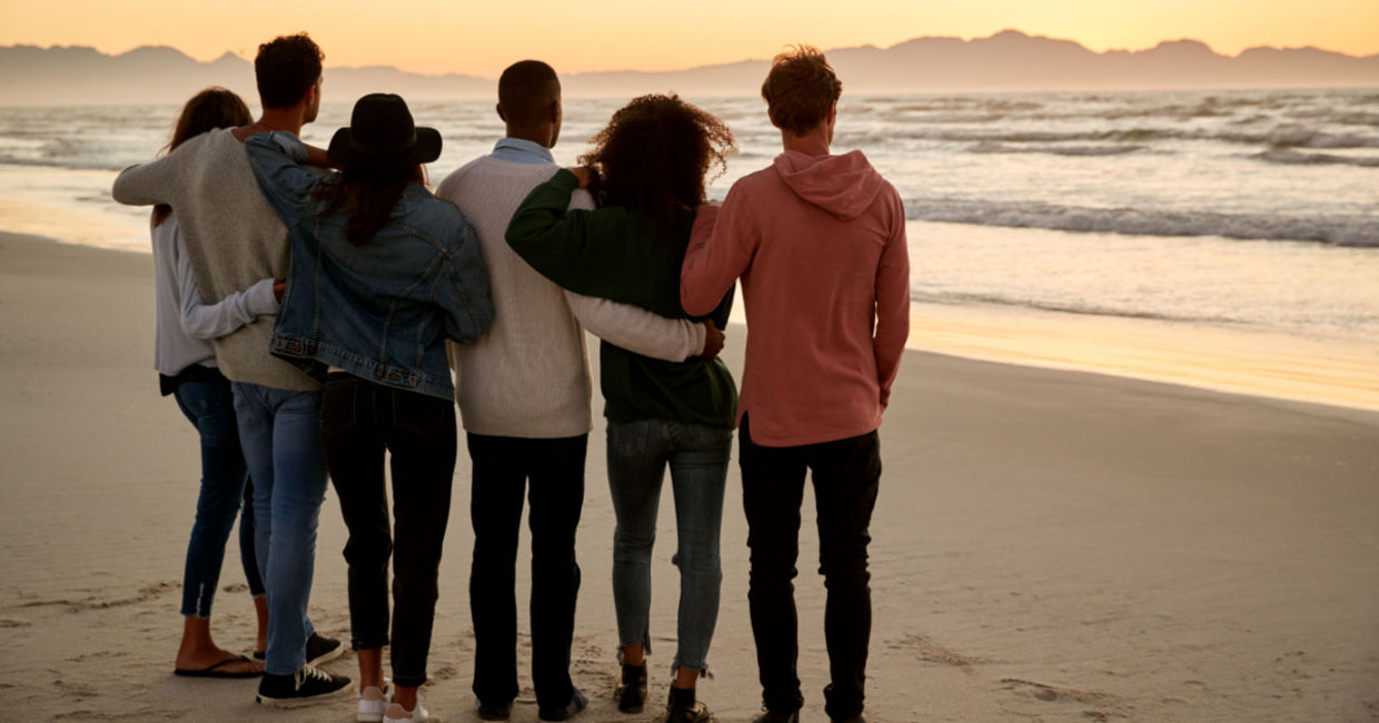 Friends watching the sunrise. Friends watching the sunrise.
