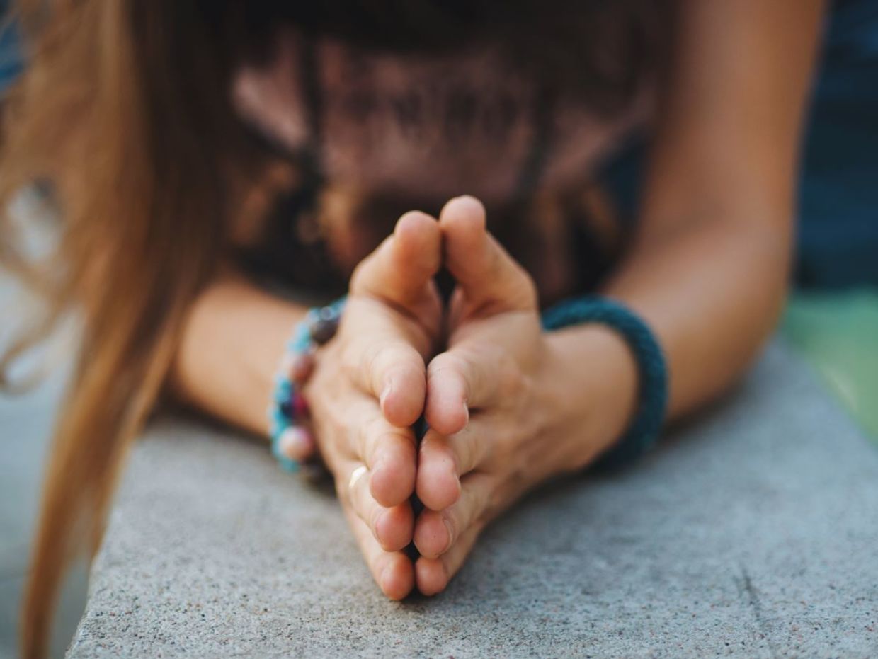 Spiritual woman expressing gratitude, Spiritual woman expressing gratitude,