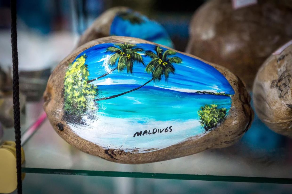 A painted coconut. A painted coconut.