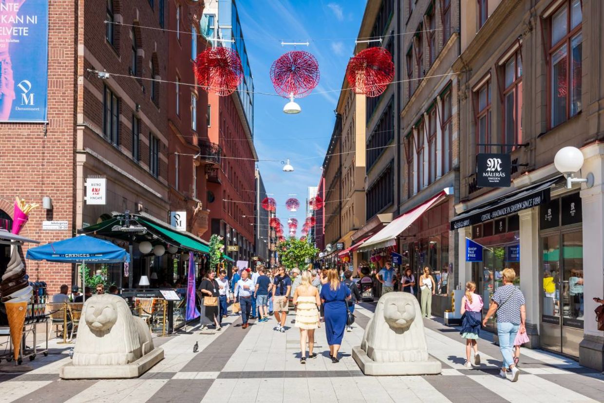 Car-free street in Stockholm. Car-free street in Stockholm.